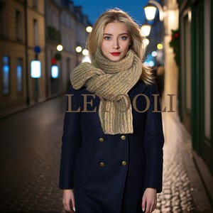 Hand-Woven Wool Scarf | Winter Warm Thick Scarf | Oatmeal Brown Elegant Long Scarf | Christmas Gifts