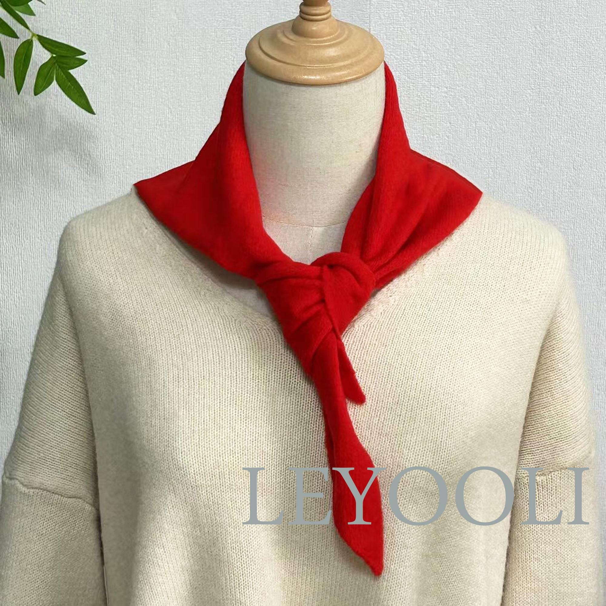 Red Wool Triangle Scarf, Wool Small Scarf, Winter Bandana