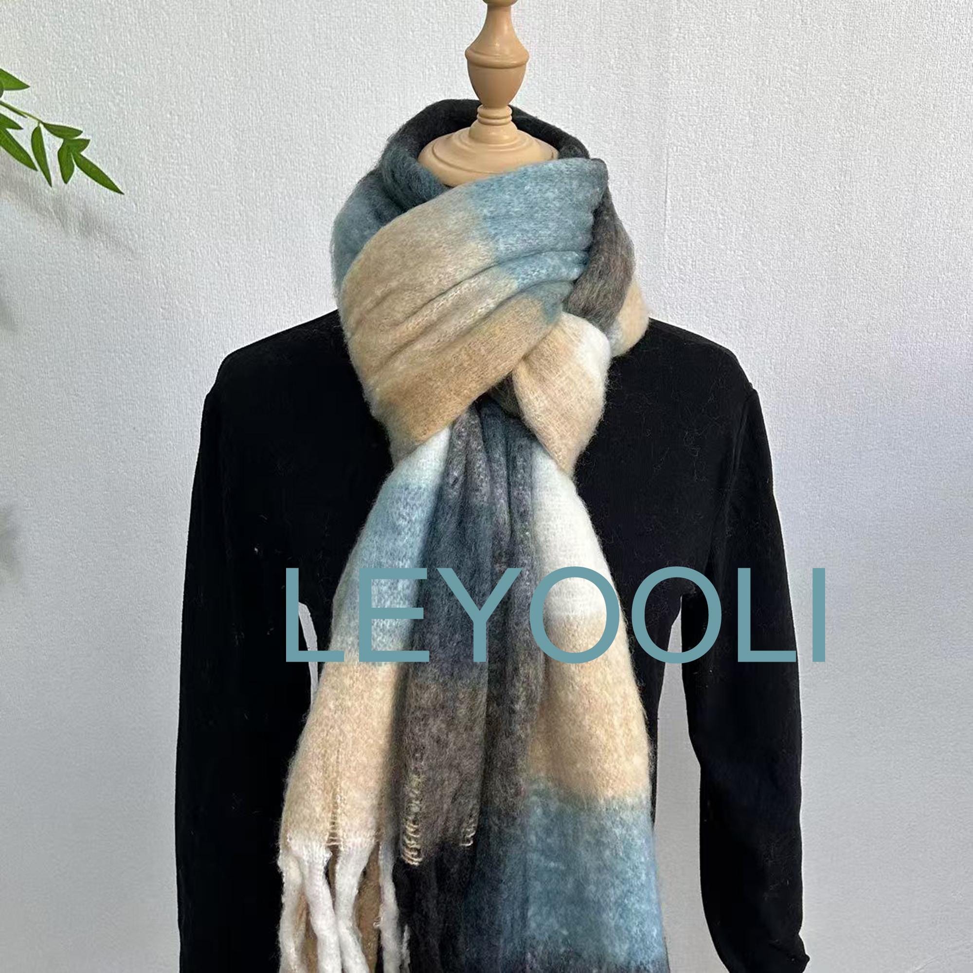 Oversized Mohair Plaid Scarf, Winter Warm Shawl With Tassels - Etsy