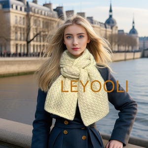 White Knitted Twist Scarf, Winter Long Scarf, Warm Solid Color Scarf, Couple Scarf, Christmas Gift