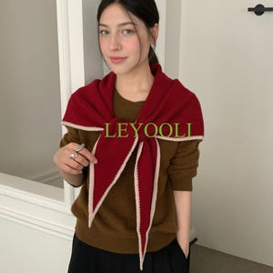 Handmade Wool Ruby Red Shawl | Festive Triangular Scarf