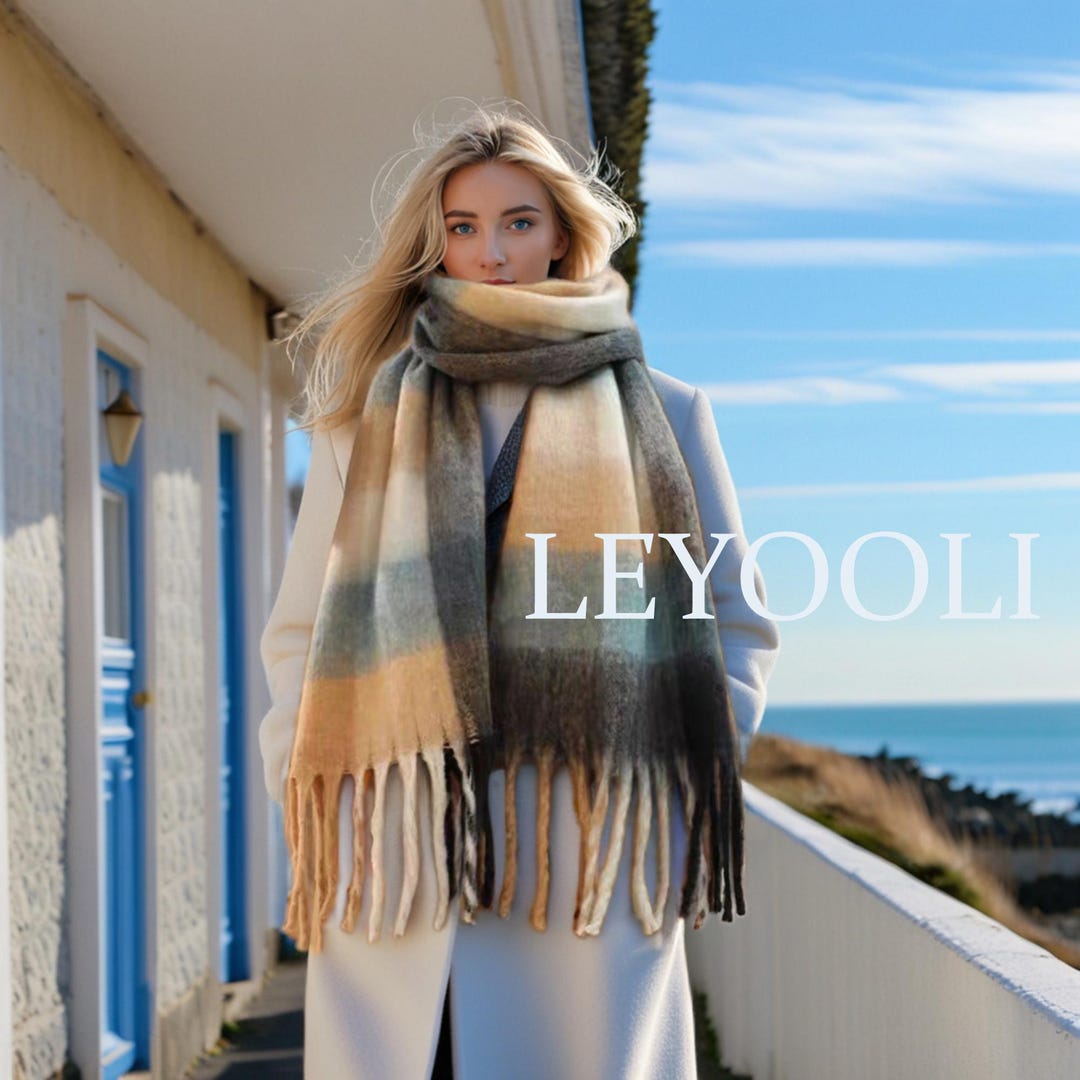 Oversized Mohair Plaid Scarf, Winter Warm Shawl With Tassels - Etsy
