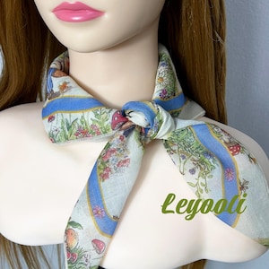 Pañuelo bandana de algodón floral: Pañuelo con estampado animal de inspiración vintage