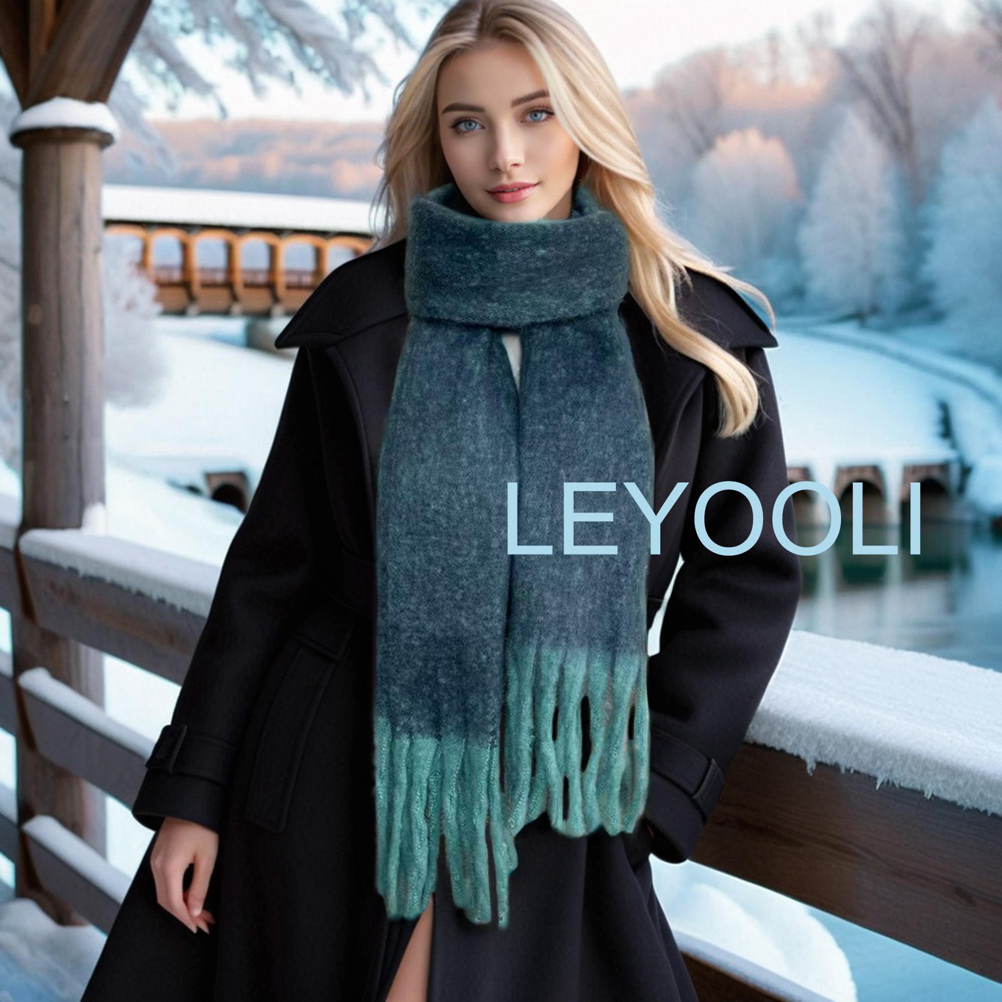 Écharpe Longue Hiver Femme - Rayures Arc-en-ciel, Fausse Mohair, Franges, Chaud Et Doux