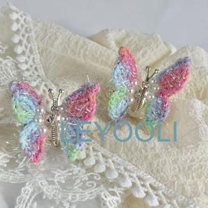 Handmade Braided Rainbow Butterfly Hair Clip | Pearl Hair Clip | Hair Clip Accessories | Girls Cute Hair Clip