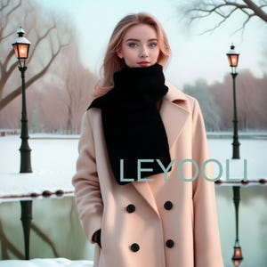 Classic Black Wool Blend Scarf | Winter Warm Scarves | Hundred Solid Color Scarves | Simple Fashion Long Scarves | Winter Gifts
