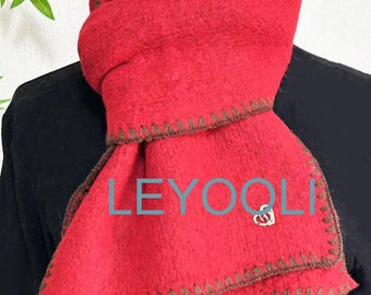Cotton Knit Winter Scarf, Warm Solid Color Scarf, 25x165cm
