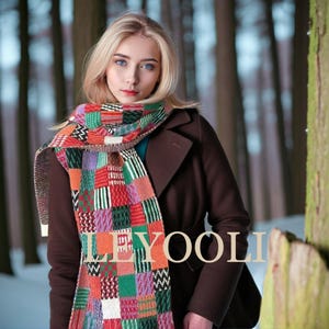 Plaid Scarf,Colorful Scarf,Knitted Scarf,Winter Small Scarf,Fashion Warm Thickened Small Scarf,Gift for Your Family