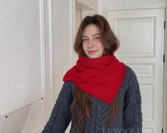 Chal cruzado con botones rojos navideños, bufanda de punto convertible, regalo de invierno