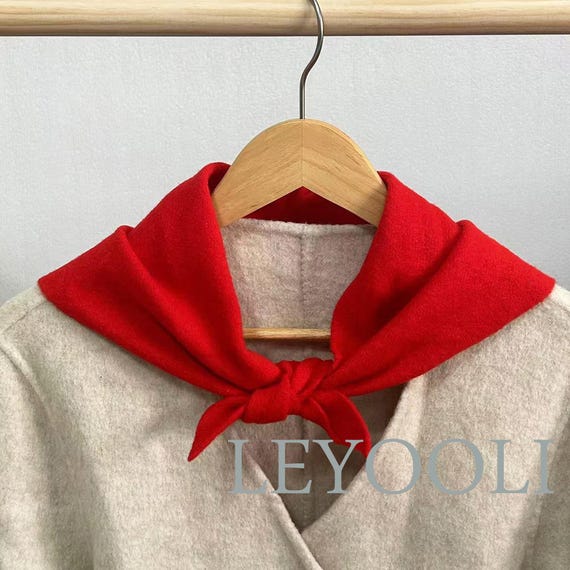 Red Wool Triangle Scarf, Wool Small Scarf, Winter Bandana