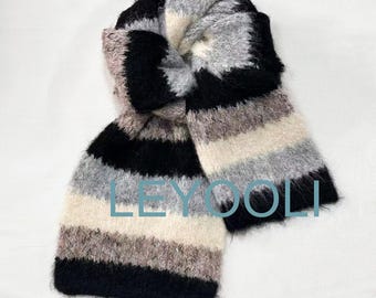 Striped Wool Knit Scarf: Unisex Winter Accessory