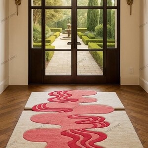 Hand-Tufted Wool & Cotton Rug: Modern Abstract 3D Wavy Design