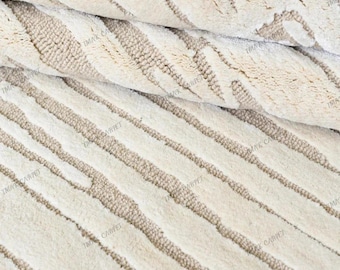 Tapete abstrato bege e creme feito à mão | Tapete texturizado moderno e minimalista para sala de estar