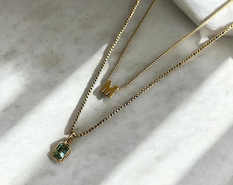 Colar com inicial do mês de dezembro, colar personalizado com topázio, delicado colar em camadas de ouro, presente de aniversário para ela, presente para filha.