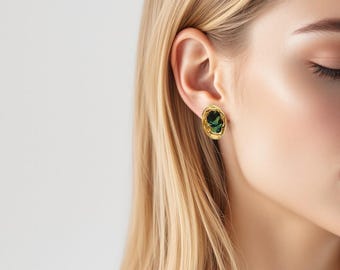 Abalone Shell Stud Earrings: 18k Gold-Plated, Hypoallergenic