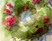 Items similar to Christmas Wall Art, Wreath Print with Free Shipping