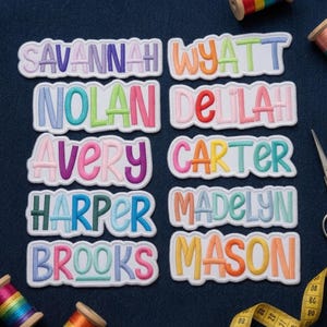 Custom Colorful Name Patch, Personalized Embroidered Name Patch: Sew/Iron On/Hook & Loop Patch for Clothes Backpacks Hats