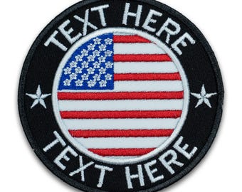 Custom Embroidered US Flag Patch, Military Name Patch