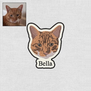 Custom Cat Portrait Patches, Personalized Cat Patch, Custom Pet Name Patch, Sew On/Iron On Patch Applique for Clothes Hat