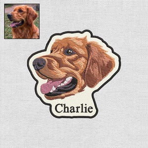 Custom Dog Portrait Embroidery Patches, Personalized Photo Dog Patches, Custom Name Patch, Sew On/Iron On Patch Applique for Clothes Hats