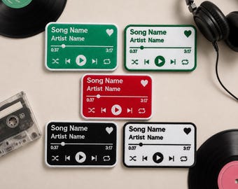 Custom Music Patch, Personalized Song Embroidered Patch, Iron on / Hook & Loop Patches for Backpacks Hats, Custom Song Patches