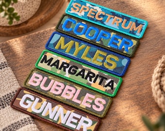 Custom Embroidered Name Patch, Personalized Name Tape Patch, Military Camo Uniform Name Tag, Embroidered Uniform Patch