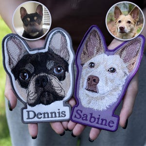 Custom Dog Portrait Embroidery Patches, Personalized Photo Dog Patches, Sew/Iron On/Hook & Loop Patch Applique for Clothes Hats