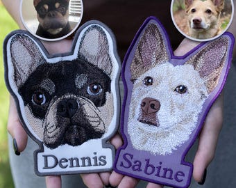 Custom Dog Portrait Embroidery Patches, Personalized Photo Dog Patches, Sew/Iron On/Hook & Loop Patch Applique for Clothes Hats