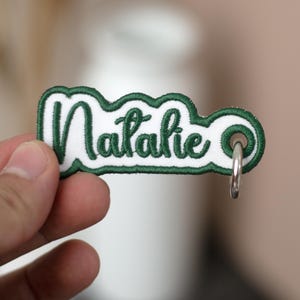 Custom Name Embroidered Keychain, Custom Name Tag, Personalized Keychain, Embroidered Name Keychain, Backpack Tag, Name Tag Keychain