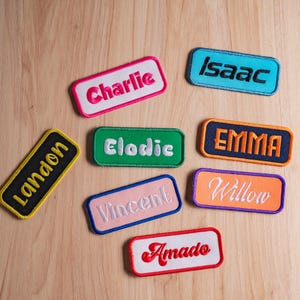 Custom Embroidered Rectangle Name Patches, Cursive Name Embroidered Patch, Personalized Embroidered Name Tag, Iron On Sew On Patch