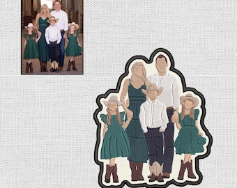 Custom Embroidered Family Photo Patch, Iron-On/Sew-On