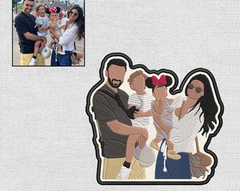 Custom Embroidered Photo Portrait Patch, Custom Family Patches, Sew/Iron On Patches for Clothing Backpack