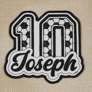 Personalized Soccer Name Patches Iron on, Custom Embroidered Soccer Number Patches Iron on/Sew on for Jackets, Backpacks, Custom Name Patch