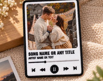 Custom Music Embroidered Patch, Custom Photo Portrait Patch – Printed & Embroidered Keepsake, Favorite Song Patch, Custom Song Patches