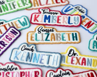Personalized Embroidered Name Patch, Custom Text, Iron On/Hook and Loop