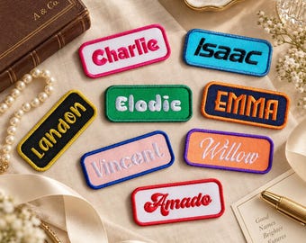 Custom Embroidered Rectangle Name Patches, Cursive Name Embroidered Patch, Personalized Embroidered Name Tag, Iron On Sew On Patch