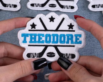 Custom Ice Hockey Name Patch | Personalized Embroidered Sports Patch | Sew/Iron On/Hook & Loop