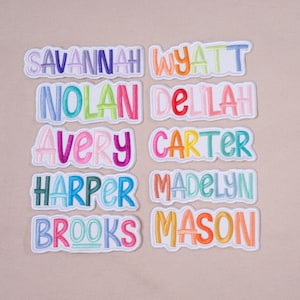Custom Colorful Name Patch, Personalized Embroidered Name Patch: Sew/Iron On/Hook & Loop Patch for Clothes Backpacks Hats