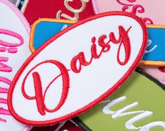 Personalized Embroidered Name Patch, Custom Name Tag, Script Name Badge for Jackets & Backpacks