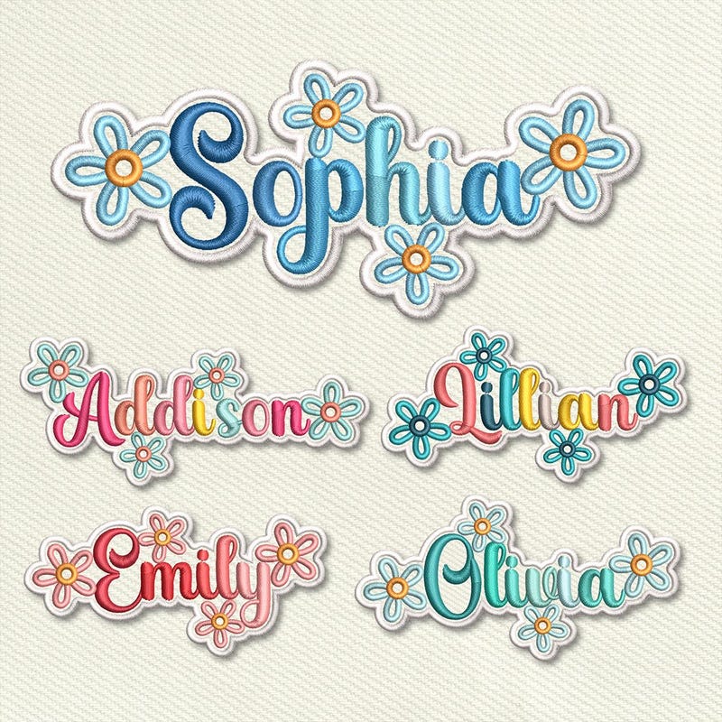 Embroidered Custom Daisy Name Patch, Colorful Flower Name Patch, Sew/Iron On Patches for Clothing, Hats, Backpacks, Custom Name Patch