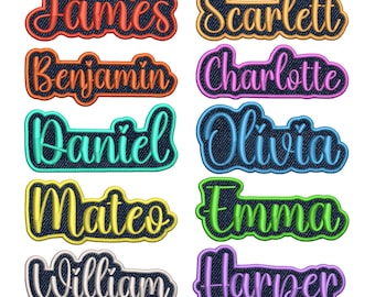 Custom Embroidered Name Patch, Iron On/Hook and Loop Tag