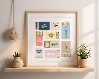 Jersey Shore Bars NJ Matchbook Fine Art Poster, Bars & Restaurants Wall Art, Manasquan, Belmar, Spring Lake, Sea Girt, Bay Head, Beach Decor