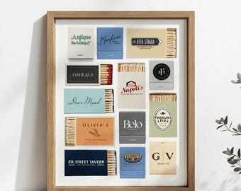 Hoboken NJ Matchbook Wall Art Print, DIGITAL DOWNLOAD, Matchbox, New Jersey, Jersey City, Restaurants, Bars