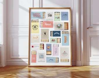 Jupiter Florida Matchbook Fine Art Poster, Retro Wall Decor, Colorful Poster, Coastal Decor, East Coast Florida, Tequesta, Palm Beach County
