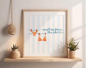 New Jersey Shore NJ Wall Art, DIGITAL DOWNLOAD, Meet Me Down The Shore, Lbi, Ocean City, Cape May, Belmar, Manasquan, Seaside, Wildwood