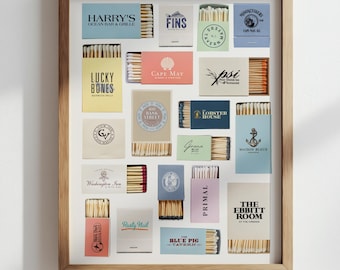 Cape May NJ Matchbook Wall Art, DIGITAL DOWNLOAD, Bars & Restaurants Poster, Colorful Cape May Print, Jersey Shore Decor