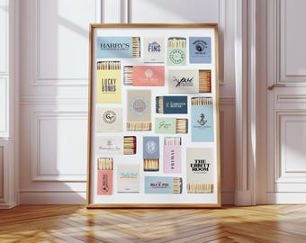 Cape May NJ Matchbook Fine Art Poster, Retro New Jersey Decor, Shore Bars & Restaurants Wall Art, Colorful Cape May Print
