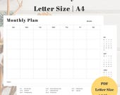 Printable Digital Monthly Planner, iPad Monthly planner, Minimalist Planner, PDF, PNG Files