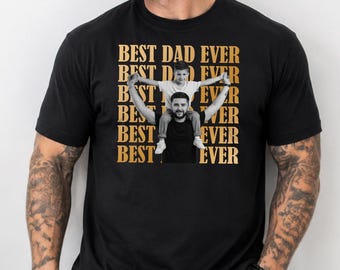 Personalised Best Dad Ever Shirt, Custom Dad Photo Bootleg Sports Vintage Shirt, 90s Dad Photo Portrait Printed Shirt, Fathers Day Gifts