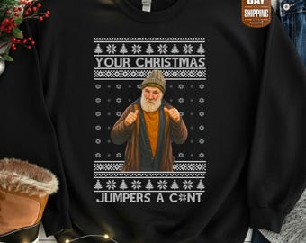 Jim Farmer Brassic Ugly Christmas Jumper, Funny Farmer Christmas Sweatshirt, Festive Holiday Comedy Printed Crewnecks, Gift for Christmas
